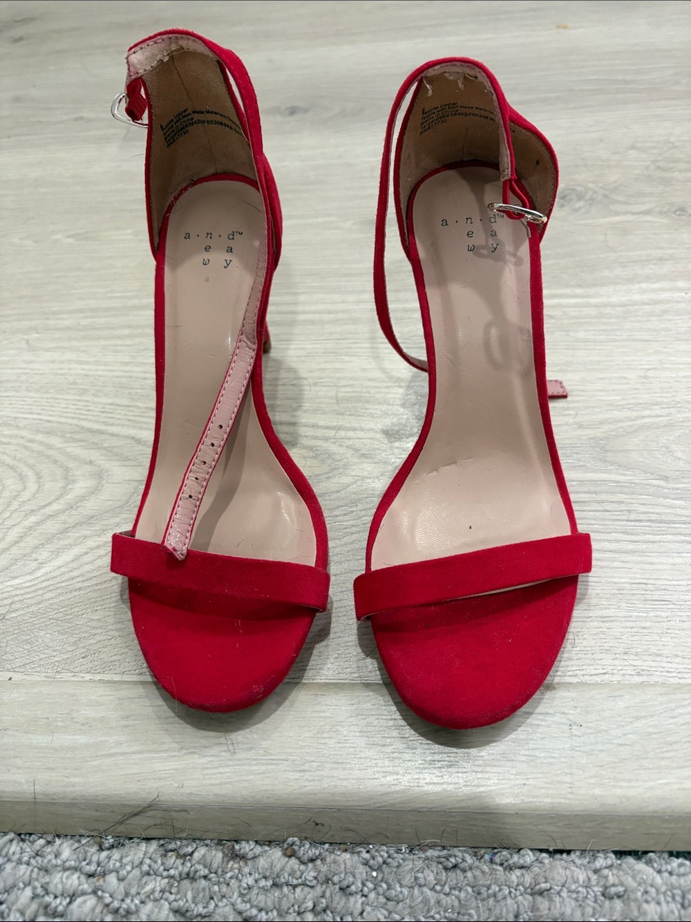 Red High Heel Ankle-Strap Sandals
